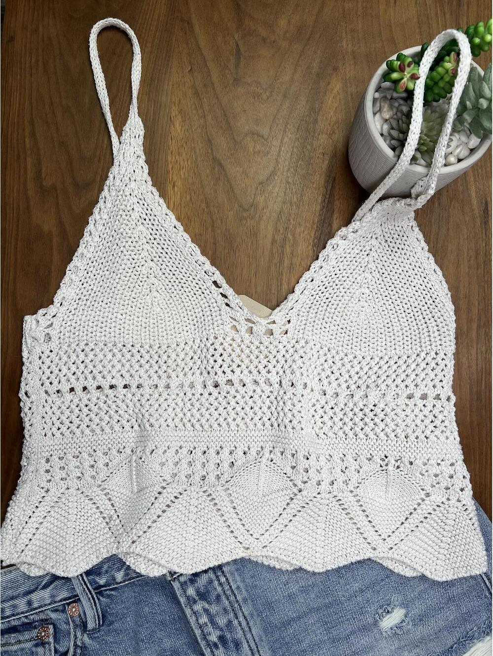 Anthropologie - Pilcro Cream Crotchet Tank Size Small
